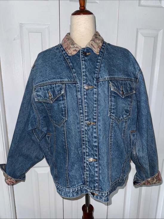 GAP Jackets & Blazers - Vintage GAP Blue Denim Bomber Jacket with Patterned Collar Sz M
